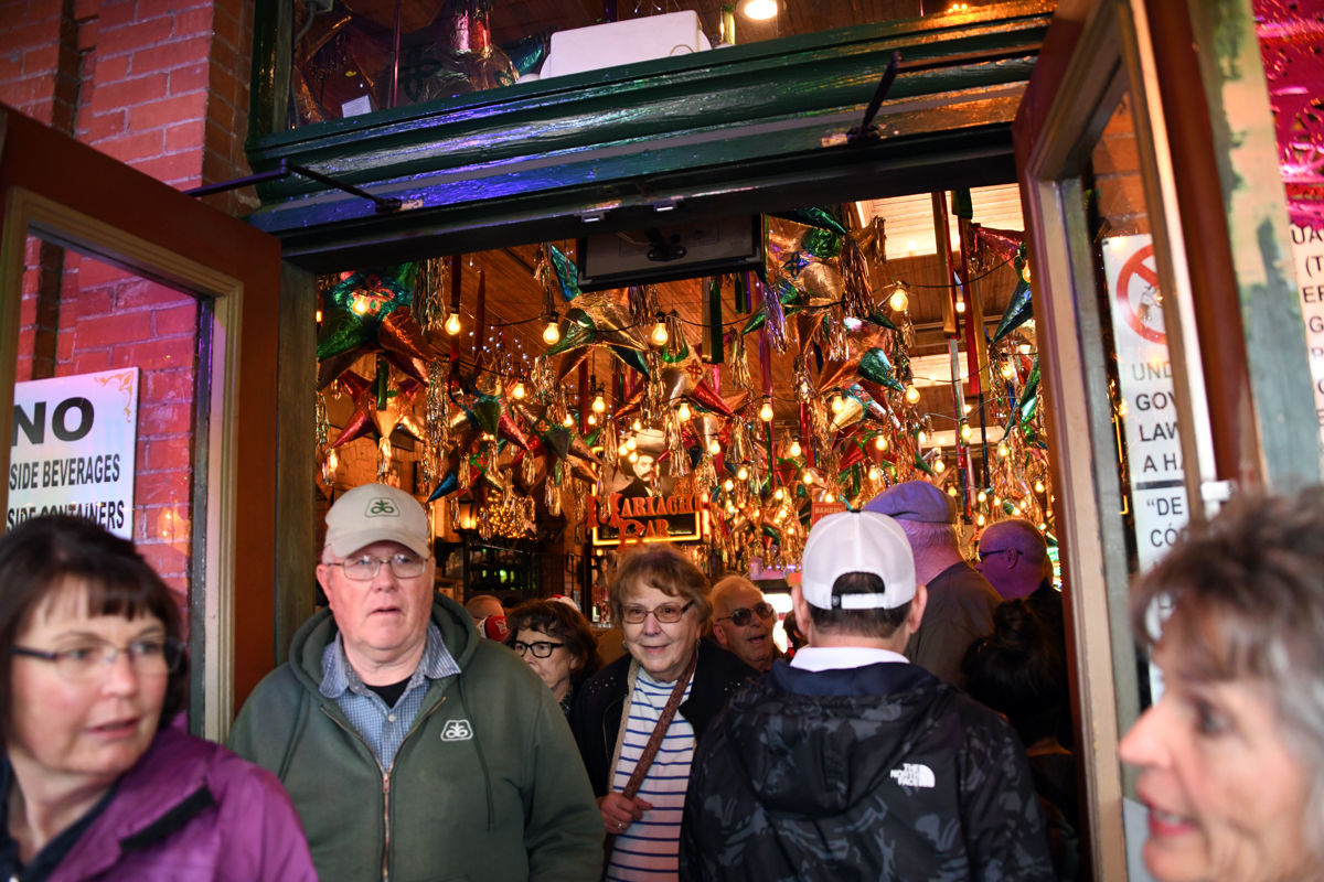 124 M. and C. Folkerts, V.Fort, K. and D. Peters exiting Mi Tierra Cafe in the Mexican Market.JPG